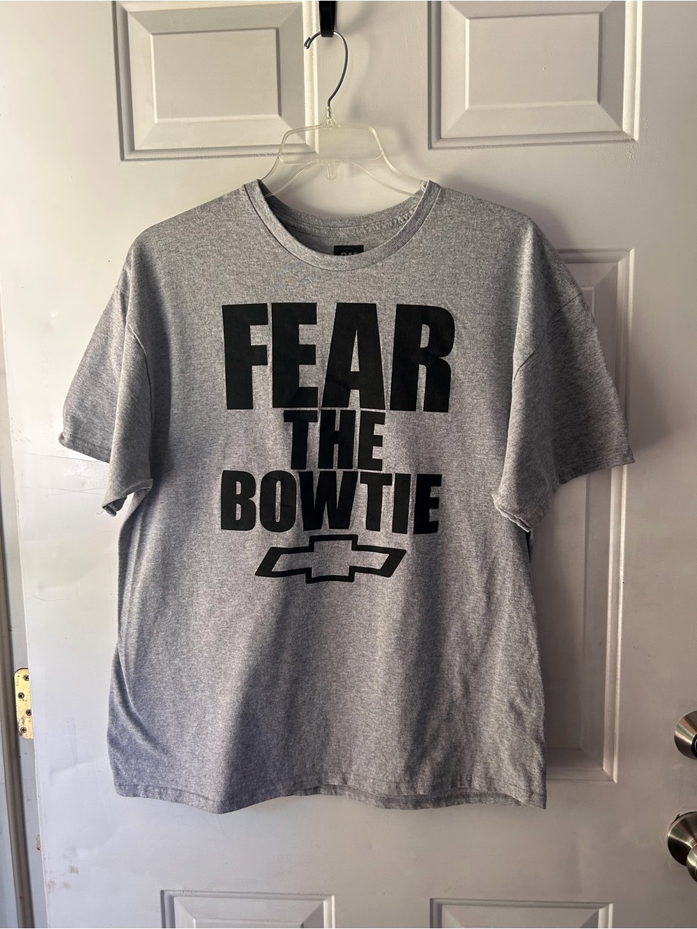 Chevrolet  Hybrid Apparel Gray Short Sleeve Tee w/ Black 'Fear The Bowtie' Print